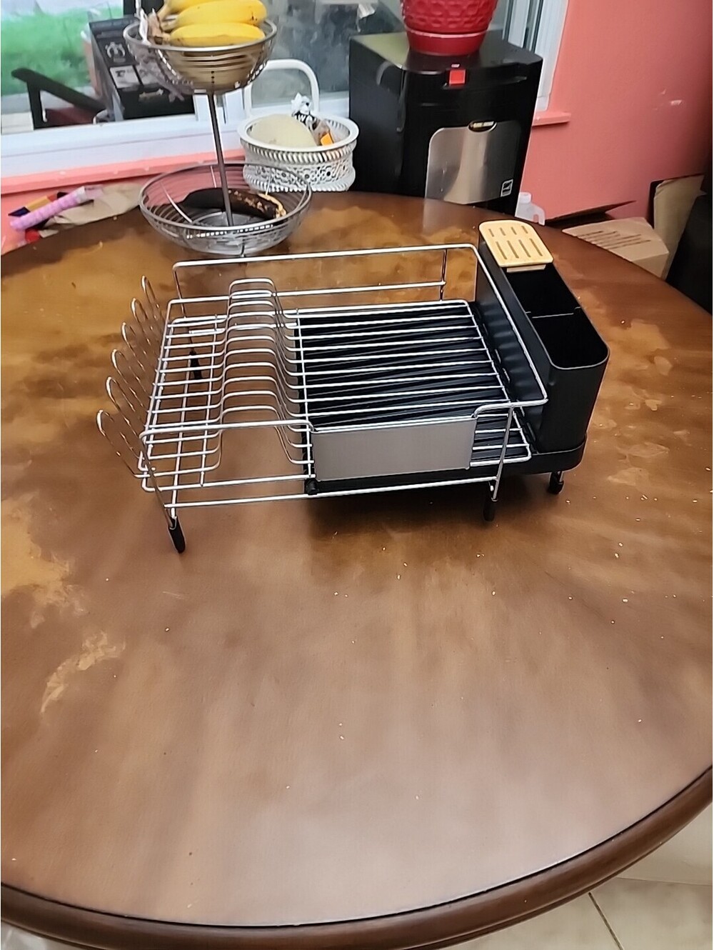 Aluminum Dish Drying Rack Black Silver  Expandable
